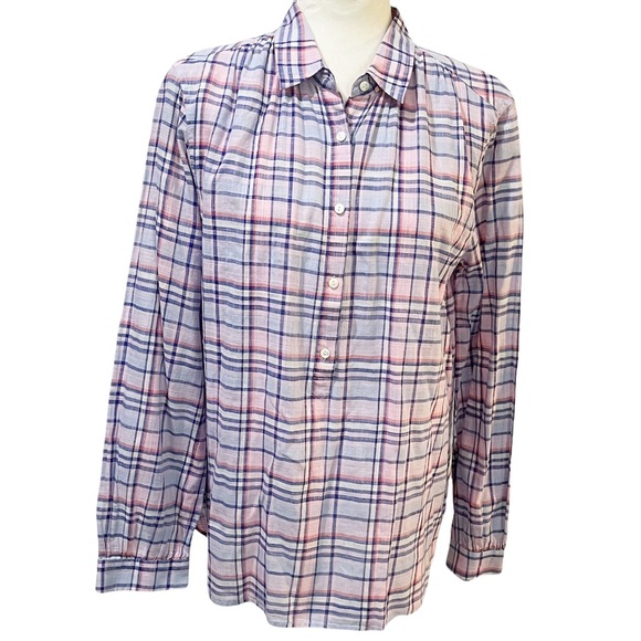 J. Crew Purple & Blue Plaid Pullover Top - Picture 9 of 10